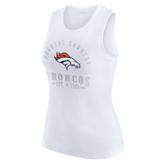 Denver Broncos WEAR by Erin Andrews Women's Ribbed Graphic Tank Top - White - NFL