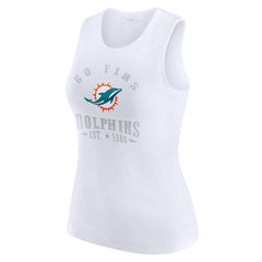 Miami Dolphins WEAR by Erin Andrews Women's Ribbed Graphic Tank Top - White - NFL