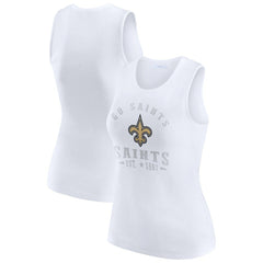 New Orleans Saints WEAR by Erin Andrews Women's Ribbed Graphic Tank Top - White - NFL