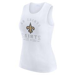 New Orleans Saints WEAR by Erin Andrews Women's Ribbed Graphic Tank Top - White - NFL