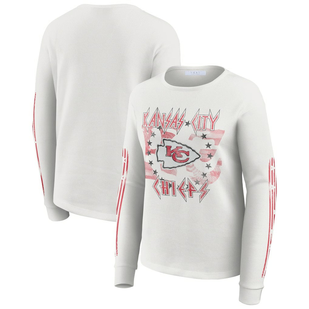 Kansas City Chiefs WEAR by Erin Andrews Women's Graphic Waffle Long-Sleeve T-Shirt - White - NFL
