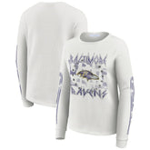 Baltimore Ravens WEAR by Erin Andrews Women's Graphic Waffle Long-Sleeve T-Shirt - White - NFL
