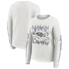 Baltimore Ravens WEAR by Erin Andrews Women's Graphic Waffle Long-Sleeve T-Shirt - White - NFL