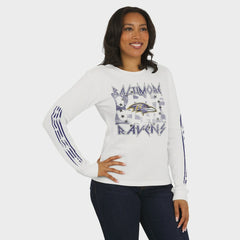 Baltimore Ravens WEAR by Erin Andrews Women's Graphic Waffle Long-Sleeve T-Shirt - White - NFL