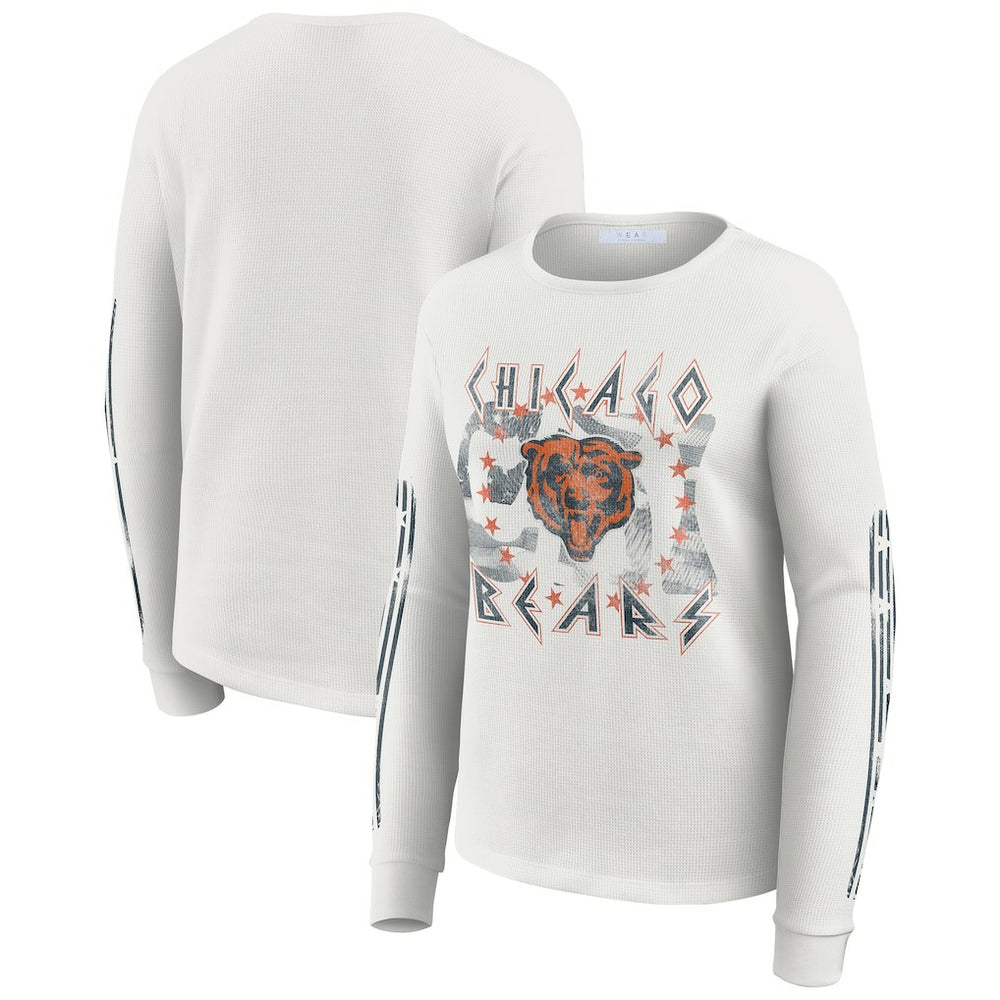 Chicago Bears WEAR by Erin Andrews Women's Graphic Waffle Long-Sleeve T-Shirt - White - NFL