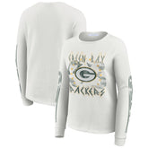 Green Bay Packers WEAR by Erin Andrews Women's Graphic Waffle Long-Sleeve T-Shirt - White - NFL