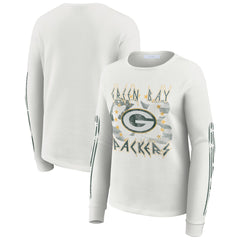 Green Bay Packers WEAR by Erin Andrews Women's Graphic Waffle Long-Sleeve T-Shirt - White - NFL