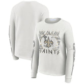 New Orleans Saints WEAR by Erin Andrews Women's Graphic Waffle Long-Sleeve T-Shirt - White - NFL