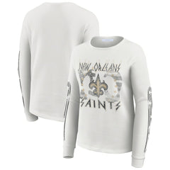 New Orleans Saints WEAR by Erin Andrews Women's Graphic Waffle Long-Sleeve T-Shirt - White - NFL
