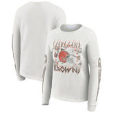 Cleveland Browns WEAR by Erin Andrews Women's Graphic Waffle Long-Sleeve T-Shirt - White - NFL