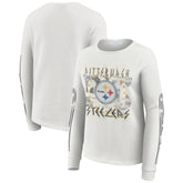 Pittsburgh Steelers WEAR by Erin Andrews Women's Graphic Waffle Long-Sleeve T-Shirt - White - NFL
