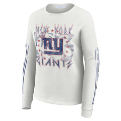 New York Giants WEAR by Erin Andrews Women's Graphic Waffle Long-Sleeve T-Shirt - White - NFL