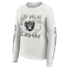Las Vegas Raiders WEAR by Erin Andrews Women's Graphic Waffle Long-Sleeve T-Shirt - White - NFL