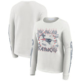 New England Patriots WEAR by Erin Andrews Women's Graphic Waffle Long-Sleeve T-Shirt - White - NFL