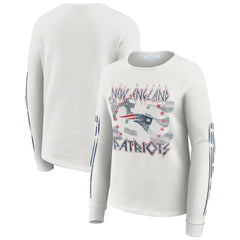 New England Patriots WEAR by Erin Andrews Women's Graphic Waffle Long-Sleeve T-Shirt - White - NFL