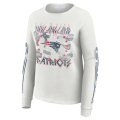 New England Patriots WEAR by Erin Andrews Women's Graphic Waffle Long-Sleeve T-Shirt - White - NFL