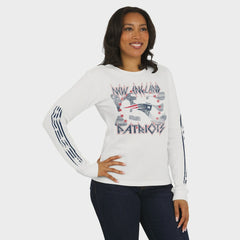 New England Patriots WEAR by Erin Andrews Women's Graphic Waffle Long-Sleeve T-Shirt - White - NFL