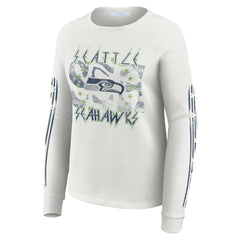 Seattle Seahawks WEAR by Erin Andrews Women's Graphic Waffle Long-Sleeve T-Shirt - White - NFL