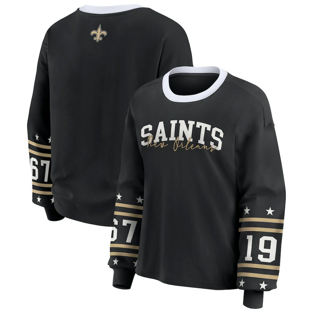 New Orleans Saints WEAR by Erin Andrews Women's Sport Long-Sleeve T-Shirt - Black - NFL