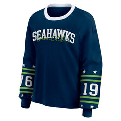 Seattle Seahawks WEAR by Erin Andrews Women's Sport Long-Sleeve T-Shirt - College Navy - NFL