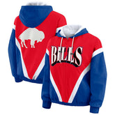 Buffalo Bills WEAR by Erin Andrews Women's Plus Size Retro Crinkle Full-Zip Hoodie Windbreaker Jacket - Red/Royal - NFL