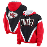 Kansas City Chiefs WEAR by Erin Andrews Women's Plus Size Retro Crinkle Full-Zip Hoodie Windbreaker Jacket - Red/Black - NFL