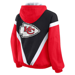 Kansas City Chiefs WEAR by Erin Andrews Women's Plus Size Retro Crinkle Full-Zip Hoodie Windbreaker Jacket - Red/Black - NFL