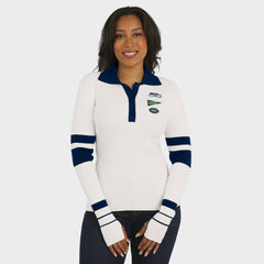 Seattle Seahawks WEAR by Erin Andrews Women's Ribbed Henley Polo Sweater - White - NFL