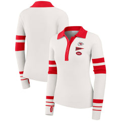 Kansas City Chiefs WEAR by Erin Andrews Women's Ribbed Henley Polo Sweater - White - NFL