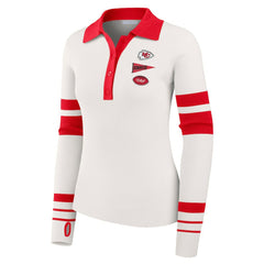 Kansas City Chiefs WEAR by Erin Andrews Women's Ribbed Henley Polo Sweater - White - NFL