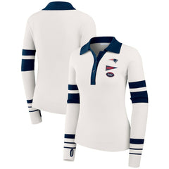 New England Patriots WEAR by Erin Andrews Women's Ribbed Henley Polo Sweater - White - NFL