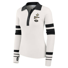 New Orleans Saints WEAR by Erin Andrews Women's Ribbed Henley Polo Sweater - White - NFL