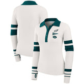 Philadelphia Eagles WEAR by Erin Andrews Women's Ribbed Henley Polo Sweater - White - NFL