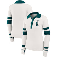 Philadelphia Eagles WEAR by Erin Andrews Women's Ribbed Henley Polo Sweater - White - NFL