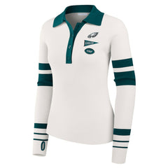 Philadelphia Eagles WEAR by Erin Andrews Women's Ribbed Henley Polo Sweater - White - NFL