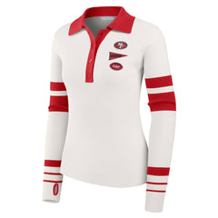 San Francisco 49ers WEAR by Erin Andrews Women's Ribbed Henley Polo Sweater - White - NFL