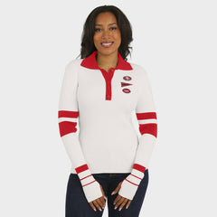 San Francisco 49ers WEAR by Erin Andrews Women's Ribbed Henley Polo Sweater - White - NFL