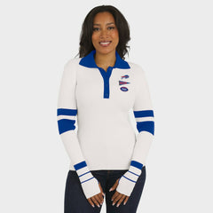 Buffalo Bills WEAR by Erin Andrews Women's Ribbed Henley Polo Sweater - White - NFL