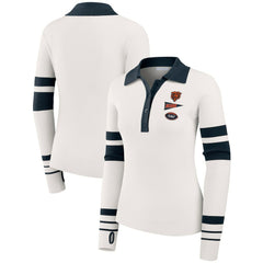 Chicago Bears WEAR by Erin Andrews Women's Ribbed Henley Polo Sweater - White - NFL