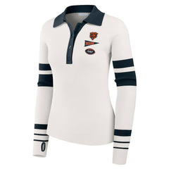 Chicago Bears WEAR by Erin Andrews Women's Ribbed Henley Polo Sweater - White - NFL