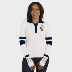 Denver Broncos WEAR by Erin Andrews Women's Ribbed Henley Polo Sweater - White - NFL