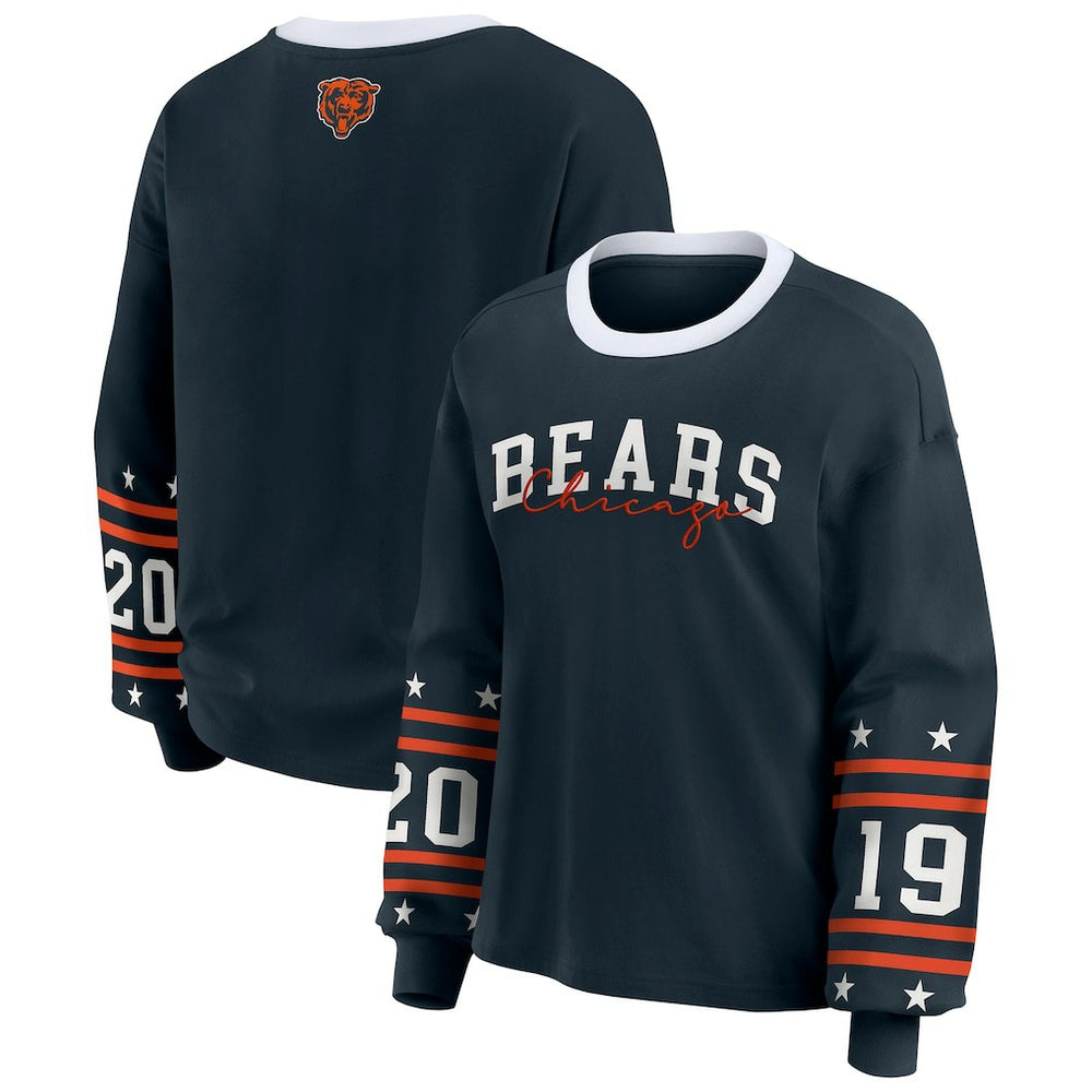 Chicago Bears WEAR by Erin Andrews Women's Plus Size Sport Long-Sleeve T-Shirt - Navy - NFL