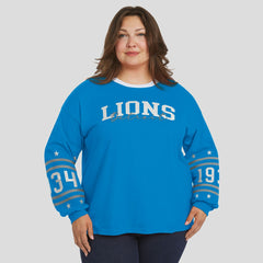 Detroit Lions WEAR by Erin Andrews Women's Plus Size Sport Long-Sleeve T-Shirt - Blue - NFL