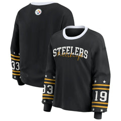 Pittsburgh Steelers WEAR by Erin Andrews Women's Plus Size Sport Long-Sleeve T-Shirt - Black - NFL
