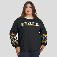 Pittsburgh Steelers WEAR by Erin Andrews Women's Plus Size Sport Long-Sleeve T-Shirt - Black - NFL