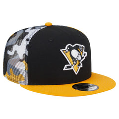Pittsburgh Penguins New Era Camo Meshback 9FIFTY Snapback Hat - Black/Gold | New Era sale
