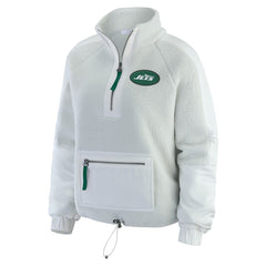 New York Jets WEAR by Erin Andrews Women's Polar Fleece Half-Zip Jacket - White - NFL