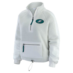 Philadelphia Eagles WEAR by Erin Andrews Women's Polar Fleece Half-Zip Jacket - White - NFL