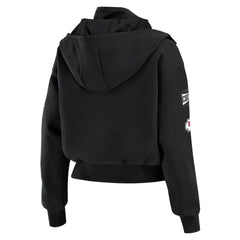 Kansas City Chiefs WEAR by Erin Andrews Women's Tri-Blend Patch Pocket Cropped Full-Zip Bomber Hoodie Jacket - Black - NFL