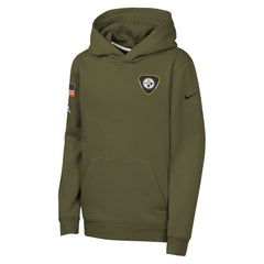 Pittsburgh Steelers Youth 2025 Salute to Service Club Fleece Hoodie - Olive - Nike